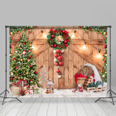 Lofaris Christmas Tree Wooden Door light Backdrop For Winter