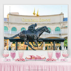 Lofaris Churchill Downs Carrera Birthday Decro Backdrop Banner