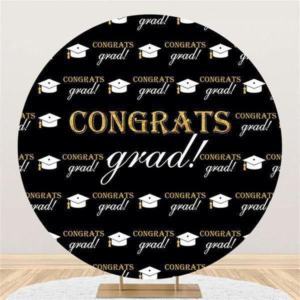 Lofaris Circle Bachelor Cap Congrats Grad Party Backdrop Decoration