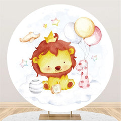 Lofaris Circle Ballons And Lion Happy 1st Birthday Backdrop