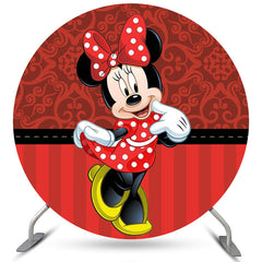 Lofaris Circle Birthday Backdrop With Black Red Cartoon Mouse