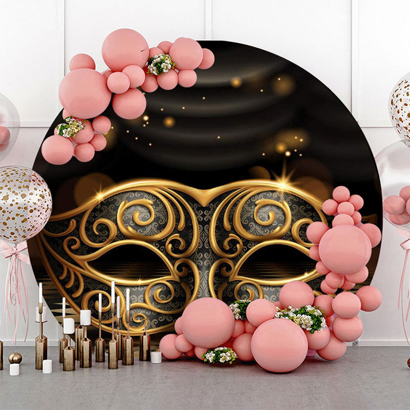 Circle Black With Gold Masquerade Backdrop For Party Lofaris 9574