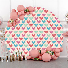 Lofaris Circle Blue Pink Love Happy Birthday Backdrop For Party