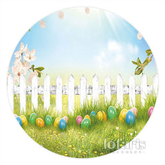 Lofaris Circle Blue Sky Grass Easter Eggs Party Backdrop