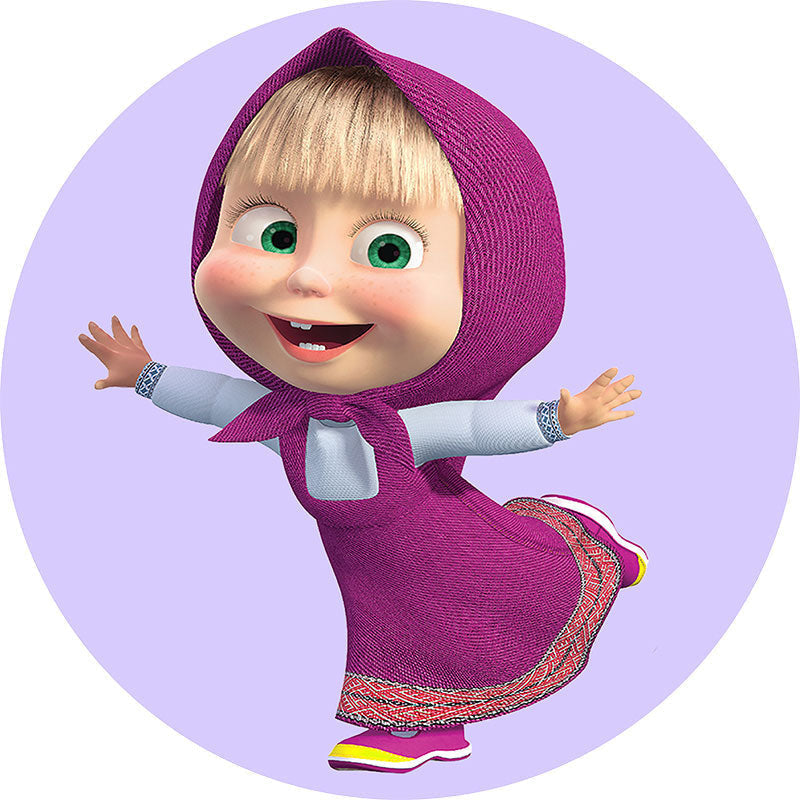 Purple Birthday Circle Masha And The Bear Backdrops - Lofaris