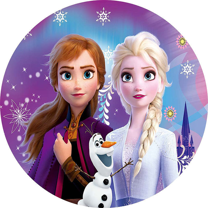 Princess Purple Circle Birthday Frozen Backdrop - Lofaris