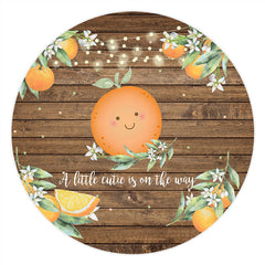 Lofaris Circle Cute Orange Brown Wood Baby Shower Backdrop