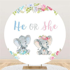 Lofaris Circle Elephant Gender Reveal Baby Shower Backdrop