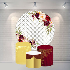 Lofaris Circle Flower White Square Happy Birthday Backdrop