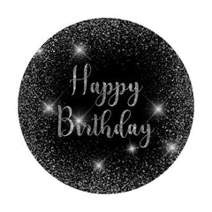 Lofaris Circle Glitter And Silver Happy Birthday Backdrop