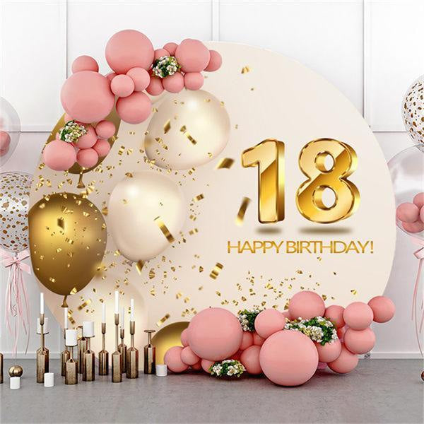 Lofaris Circle Glitter Balloons 18th Happy Birthday Backdrop