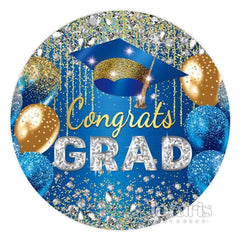 Lofaris Circle Glitter Diamond Blue Graduation Party Backdrop