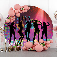 Lofaris Circle Glitter Light Disco Happy Birthday Backdrop