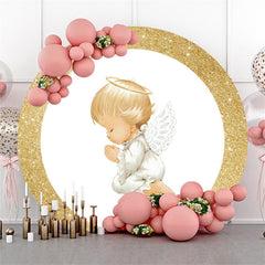 Lofaris Circle Gold Glitter And White Little Baby Backdrop