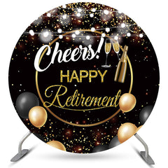 Lofaris Circle Gold Glitter Black Cheers Baby Shower Backdrop