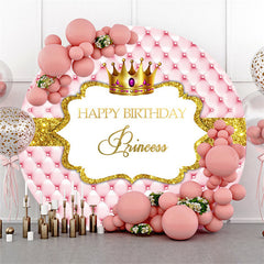 Lofaris Circle Gold Glitter Happy Birthday Princess Backdrop