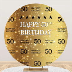 Lofaris Circle Golden Happy 50Th Birthday Backdrop For Party