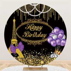 Lofaris Circle Golden Paris Tower Balloon Birthday Backdrop