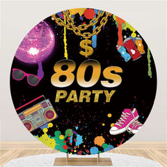 Lofaris Circle Graffiti 80s Party Backdrop For Happy Birthday