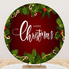 Lofaris Circle Green Leaves Merry Chrismas Backdrop For Party