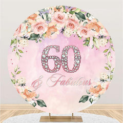 Lofaris Circle Happy 60th Pink Birthday Backdrop For Party