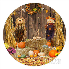 Lofaris Circle Happy Halloween Pumpkin Theme Autumn Backdrop