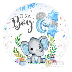 Lofaris Circle Its A Boy Elephant Baby Shower Backdrop Banner