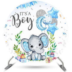 Lofaris Circle Its A Boy Elephant Baby Shower Backdrop Banner