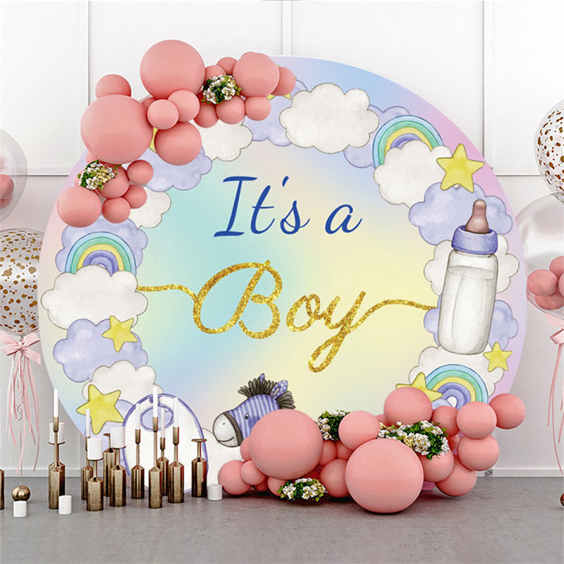 Lofaris Circle Its A Boy Purple Sky Horse Baby Shower Backdrop