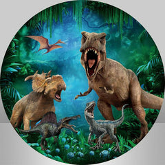 Lofaris Circle Jungle Dinosaur Birthday Party Backdrop For Boy