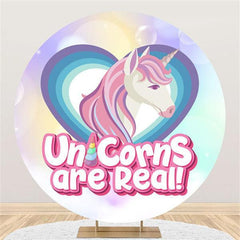 Lofaris Circle Love Unicorn Happy Birthday Backdrop For Party