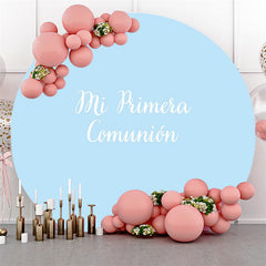 Lofaris Circle Mi Primera Comunion Round Blue Baby Shower Backdrop