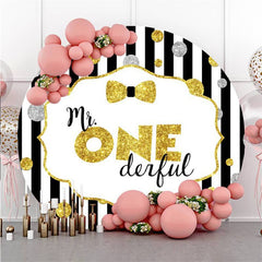 Lofaris Circle Mr.One Derful Gold Birthday Backdrop For Party