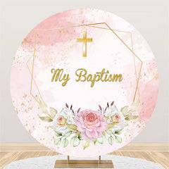 Lofaris Circle My Baptism Pink Theme Happy Birthday Backdrop