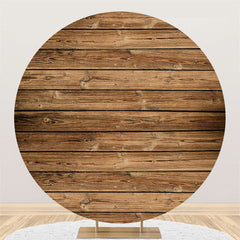 Lofaris Circle Nature Simple Brown Wood Birthday Backdrops