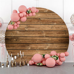 Lofaris Circle Nature Simple Brown Wood Birthday Backdrops