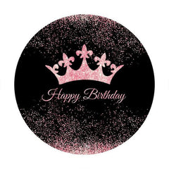 Lofaris Circle Pink Crown Happy Birthday Backdrop For Girl