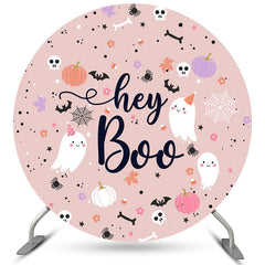 Lofaris Circle Pink Hey Boo Halloween Baby Shower Backdrop