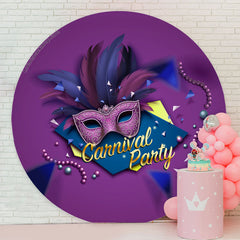 Lofaris Circle Purple Feather Mask Carnival Party Backdrop