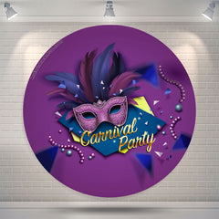 Lofaris Circle Purple Feather Mask Carnival Party Backdrop