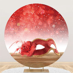 Lofaris Circle Red Bokeh Glitter Masquerade Party Backdrop