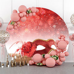 Lofaris Circle Red Bokeh Glitter Masquerade Party Backdrop