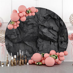 Lofaris Circle Simple Nature Black Stone Birthday Backdrop