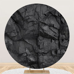 Lofaris Circle Simple Nature Black Stone Birthday Backdrop