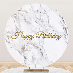 Lofaris Circle Sipmle White Abstract Marbling Birthday Backdrop