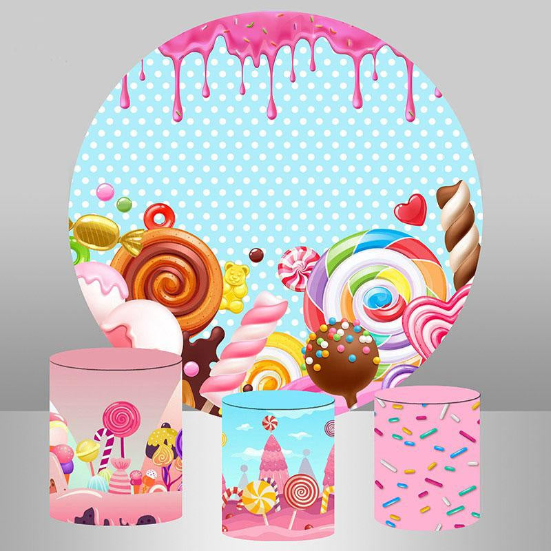 Lofaris Circle Sweet Donut Candy Birthday Party Backdrop For Girl