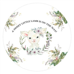 Lofaris Circle Sweet Lamb Is On The Way Baby Shower Backdrop