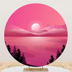 Lofaris Circle Wild Goose Sun Pink Happy Birthday Backdrop