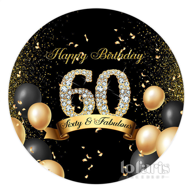 Classic Balloon Happy 60Th Birthday Round Backdrop - Lofaris