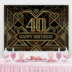 Lofaris Classic Lines Black Happy 40Th Birthday Backdrop